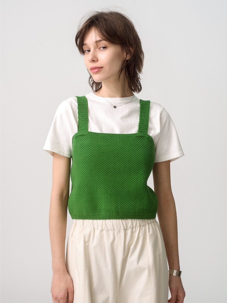Cotton Knit Camisole Top 詳細画像 light green 2